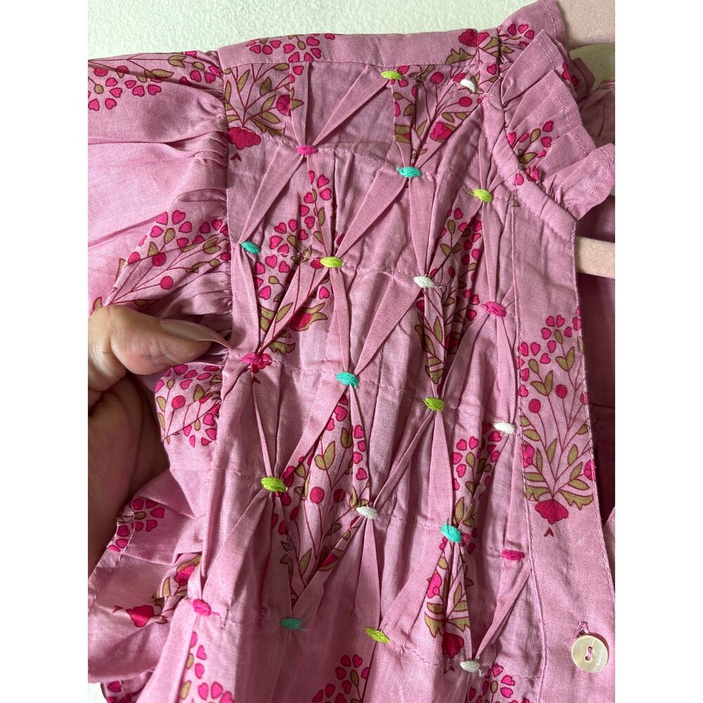 THML Pink Floral Flutter Sleeve Cotton Shirt Sz XS - Picture 2 of 5